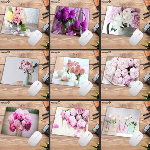 Big Promotion Pink Flower Vase Laptop Gaming Mice Mouse-pad Small Size Natural Rubber Game Mouse Pad for School Child Desk Mat