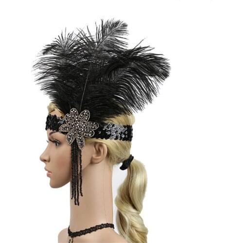 Black Indian Feather Fascinator Headband Cocktail Ascot Race Ladys Day Headpiece Bridal Hat Fascinator Ladies Dress Head Bands