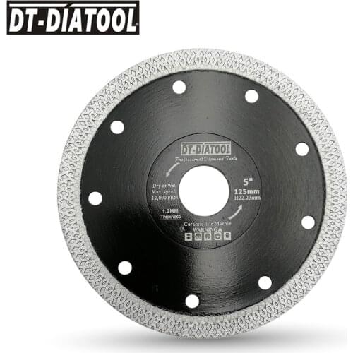 DT-DIATOOL Diamond Superthin Saw Blades X Mesh turbo rim segment Tile Cutting Disc Diamond thickness 1.2MM Diameter 5"/125mm