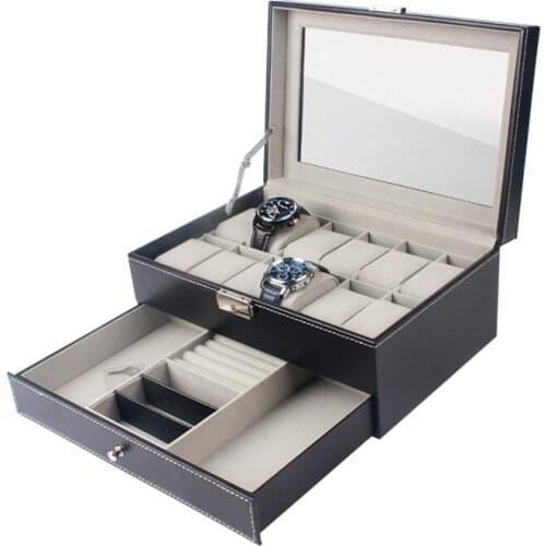 Double-layer 12-bit watch jewelry box Customized window PU leather storage creative fashion display box