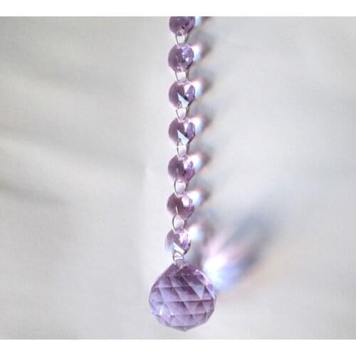 3FT Garland Purple Lamp Prisms Crystal Octagon Beads Window Treatment Curtains with Ball 30mm M02094-13