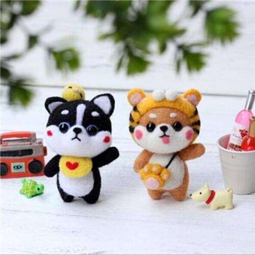 English instruction Plush doll wool needlepoint kit wool felt needle felting keychain craft needlecraft DIY handmade