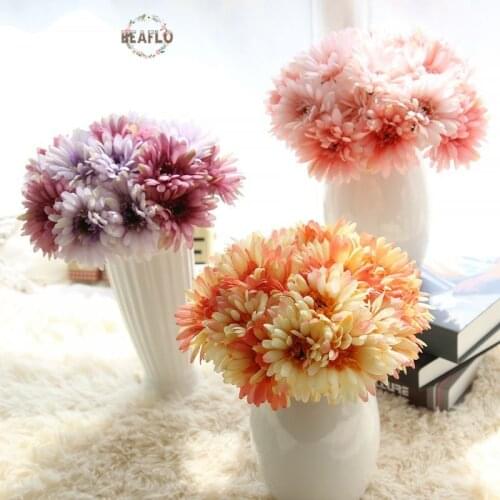 7Pcs/1Bunch Artificial Flower Gerbera Floristry Flower Arrangement Wedding Home Decorative