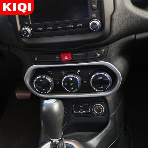 KIQI Car Air Condition Switch Button Panel Frame Cover Trim Stickers for Jeep Renegade 2014 - 2019 Car Styling Accessories