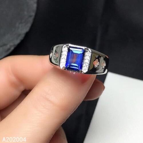 KJJEAXCMY fine jewelry 925 sterling silver inlaid natural blue topaz new men ring elegant Support Detection