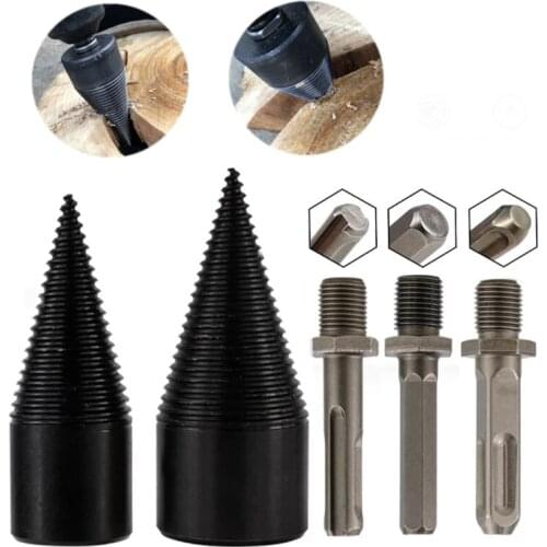 Split Wood Cone-drilling Tool Firewood Machine Drill Wood Cone Reamer Punch Driver Drill Bit Split Drilling Tools Household Acce