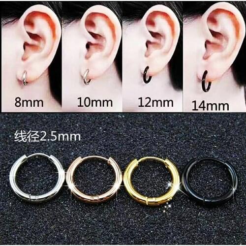 5pcs/lot Stainless Steel Hypoallergenic 8 10 12 14 16mm Round Earring Hoop Hooks with Buckles For DIY Jewelry Making Findings