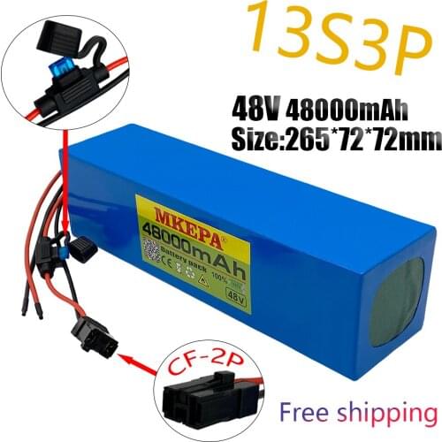 13S3P 48V 48000Ah lithiumion battery 1000w Lithiumion Battery Pack For Electric bicycle Scooter BMS+fuse device