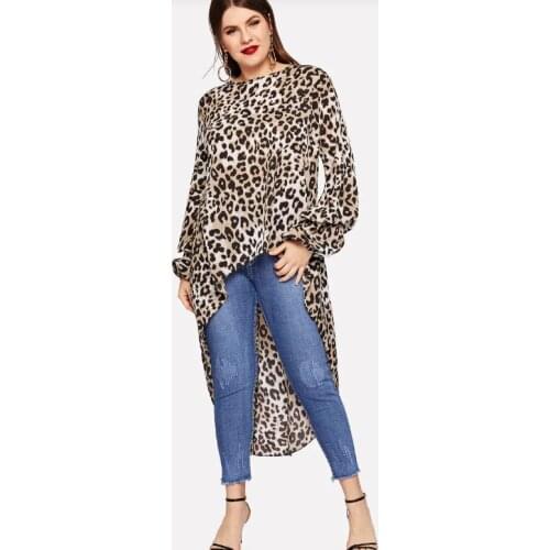 Fashion Leopard Girls Blouse Lantern Sleeve Casual Top Swallow Tail Islamism Blouses for Muslim Women Many Colors