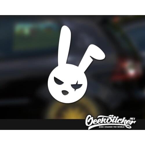 Cartoon Cool Rabbit waterproof reflective universal body sticker vinyl warning sticker motorcycle car styling black / silver