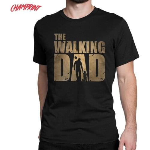 Mens The Walking Dad Fathers Day T Shirt The Walking Dead Zombie Pure Cotton Clothes Round Neck Tee Shirt Printing T-Shirt