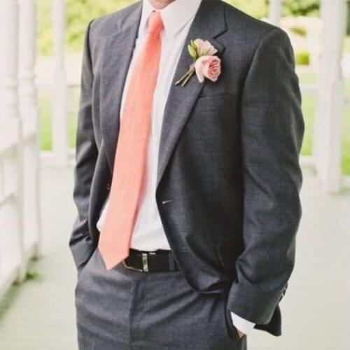 ANNIEBRITNEY Grey 2 Piece Slim Fit Men Formal Suit Tailor Made Groom Wedding Tuxedo 2 Piece Prom Wedding Business Men Suit Set