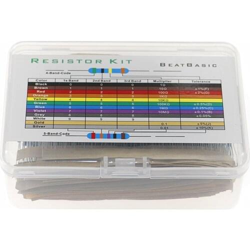 1280pcs 64values Resistor Kit 1/4W 1% Metal Film Resistor Assortment Kit Set 1ohm - 10mohm resistor samples kit With box