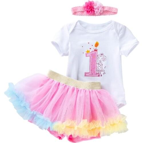 Baby Girl Birthday Tutu Dress Set 2020 Fashion Newborn Girls Clothes Suits 1st Year Infants Baptism Pantskirt for Girls Baby