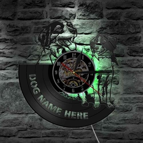 Custom Dog Name Vinyl Record Clock Dog Breed Personalized Small Dog Vinyl Record Wall Clock with LDE Light Housewarming Gift