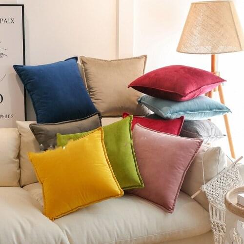Modern And Simple Style, Pure Color Dutch Velvet Sofa Pillowcase, Living Room, Bedroom, Office Cushion And Waist Backrest