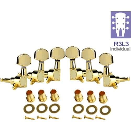 NEW 6PCS 3L3R Gold Machine Heads Tuners Acoustic Guitar Tuning Pegs Keys Schaller Style Large Button 1:15