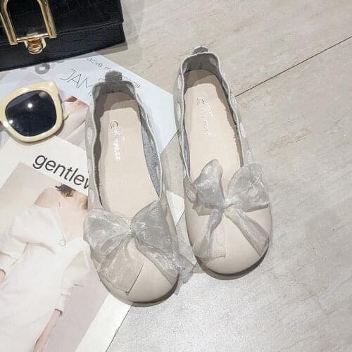 Autumn New Fairy All-match Peas Shoes Girls Lace Shallow Mouth Grandma Shoes Korean Version of A Pedal Womens Single Shoes