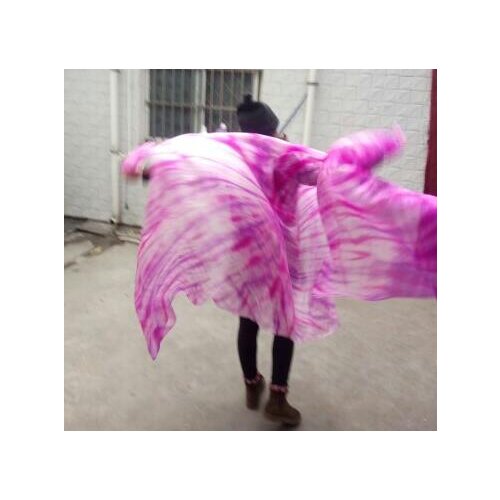New Tie Dye Silk Veil Floral Belly Dance Hand Scarf Veils 250*114cm Colorful Bellydance Props Baby Pink Purple Free Shipping
