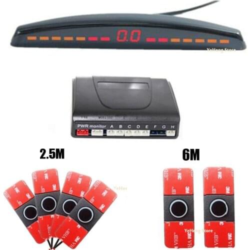 Original 16.5mm Car LED Parking Sensor 6 sensors Auto Car Detector Parktronic Display Black / White / Silver / Blue / Red /Gray