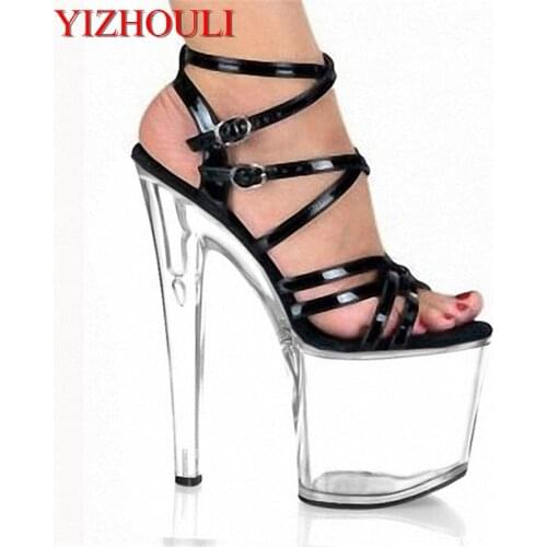 20cm crystal platform sexy high-heeled shoes rome cross-strap sexy shoes for women shoes 8 inch Gorgeous High Heels Dance Shoes