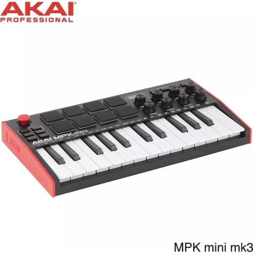 AKAI Professional MPK Mini MK3 - 25 Key USB MIDI Keyboard Controller With 8 Backlit Drum Pads, 8 Knobs Music Production Piano