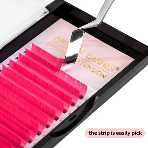 Mix Color Eyelash Extension Individual Eyelashes Mink Lashes Makeup Beauty False Eyelashes Maquiagem Cilios Colored Lashes Pink