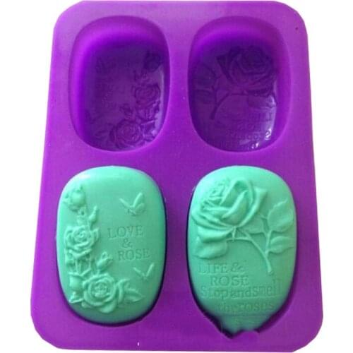 4 Holes Silicone Soap Mold Rose Butterfly Shaped Sugarcraft Fondant Soap Mold 3D Flower Mold For Homemade Soap 993836