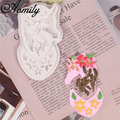 Aomily Unicorn Silicone Molds Chocolate Mousse Jelly Candy Bakeware Cake Mold Pastry Ice Block Soap Mould Baking Accessories