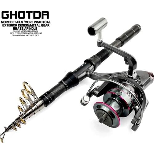 Telescopic Sea Rock Fishing Rod With Spinning Reels Combos Fishing Reel Pole Sets Kit For Travel Fishing Tackle