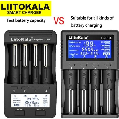 LiitoKala Lii-500 Lii-PD4 Classic LCD Smart Battery Charger for 18650 26650 21700 AA AAA 3.7V/3.2V/1.2V Lithium NiMH battery