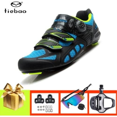 Tiebao Unisex Cycling Shoes Carbon Fiber Breathable Ultra-light Bicycle Riding Footwear Add Pedals Bike Sunglasses Flat Shoes