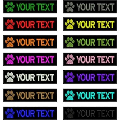 Dog Paw Embroidery Custom Name Text Patch Stripes badge Iron On Or Sew On Or Velcro Backing Patches For Dog Collar