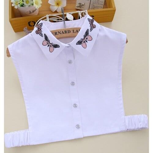 YSMILE Y Embroidery Butterfly Detachable Collars Women Funny Cartoon Chic Decor Female White Removable False Collar