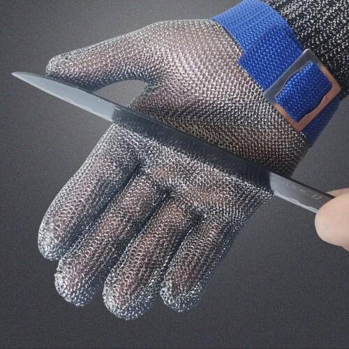 Cut-Resistant Gloves Labor Insurance Cut Proof Metal Pure Stainless Steel Five-finger Gloves for Cutting Slaughter Garden Work