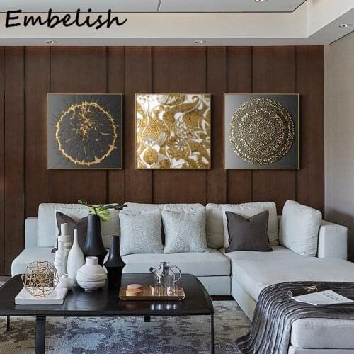 1 Pieces Nordic Style Golden Parrern Circle Modern Home Decor Pictures For Living Room Wall Art Posters HD Canvas Oil Paintings