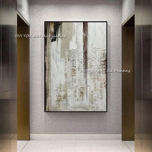 100% Handmade Large Size Original Abstract Grey Oil Painting Posters Wall Art Canvas Pictures for Living Room Home Decoration