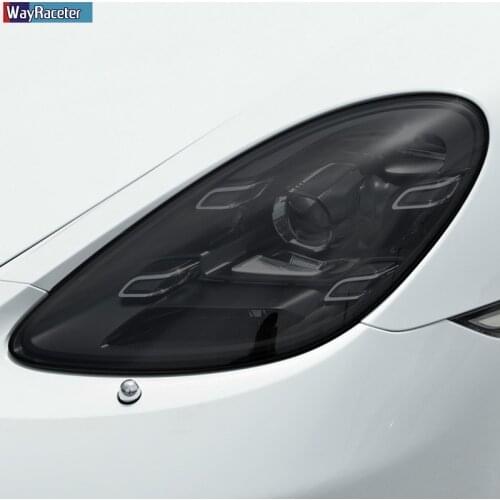 2 Pcs Car Headlight Protective Film Front Smoked Black TPU Sticker For Porsche 911 718 Cayenne Panamera Macan Taycan Accessories