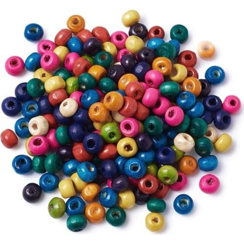 200PCS Dyed Abacus Wood Beads Loose Bead Spacer Mixed Color Lead Free for Jewelry Making DIY Bracelet Necklace 5.5mm Hole: 1.5mm