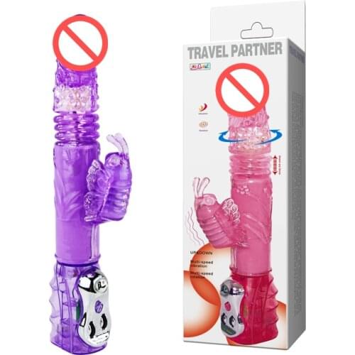 29.5cm long Rabbit vibrator Dildo Streachable Rotating G-spot Massage Vibrator Sex toys for women 2 colors