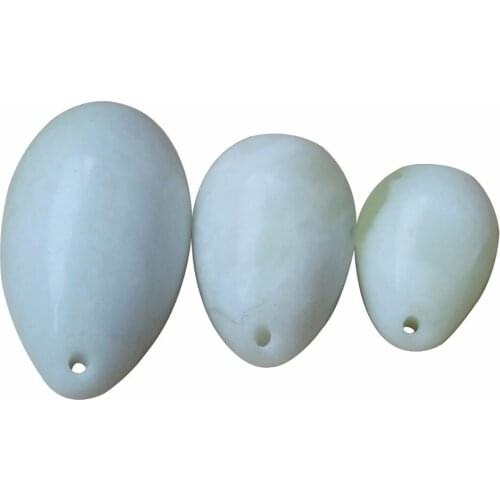 3Pcs/Set White Drilled Natural Yoni Egg Pelvic Kegel Exercise Massage Stone Pelvic Muscle Stimulator Trainer Body Health Care