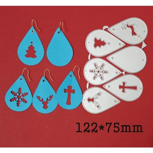 5Pcs Christmas Water Drop Earring Metal Cutting Dies For Stamps Scrapbooking Stencils DIY Paper Album Cards Decor Embossing New