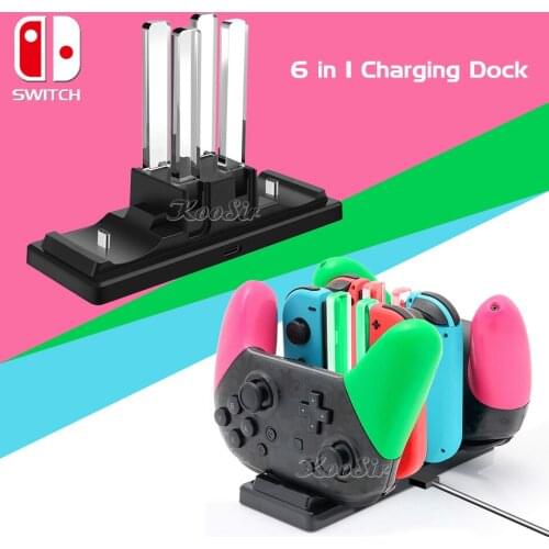6 in 1 Nintend Switch Charger 4 Joycon 2 Pro Controller Charging Dock Station Nintendoswitch Joystick Stand for Nitendo NS