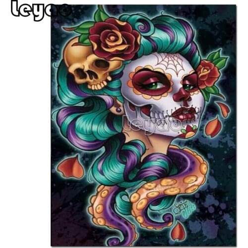Octopus skull Abstract woman Full 5D Diy Diamond Painting 3D Diamond Painting Rhinestone picture Mosaic Diamant Embroidery decor