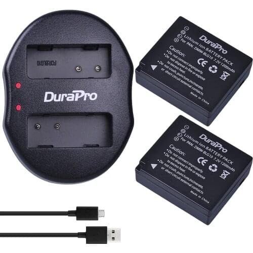 DuraPro 2pcs DMW-BLG10 DMW BLG10 Camera Battery + USB Dual Charger for Panasonic BLG10E BLG10GK BLG10 DMC-GF6 DMC-GX7 GF6 GX7