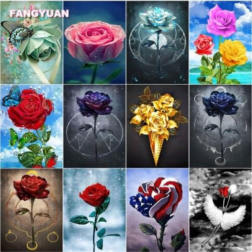 Diy 5D Diamond Painting Rose Flower Series Full Round Square Drill Diamond Embroidery Cross Stitch Kits Home Decoration Gift