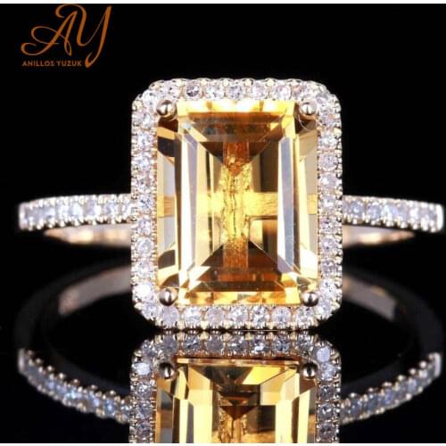 Anillos Yuzuk Square Citrine Rings For Women Men Jewelry Ring With AAAA Cubic Zirconia Wedding Party Gift Wholesale