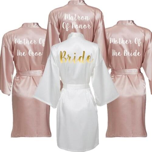 Satin Silk Robes Women Wedding Robe Bride Bridesmaid Robes Dressing Gown Bridal Robe Nude Pink Custom Robe
