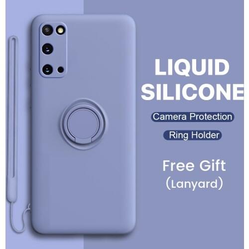 Liquid Silicone Magnetic Ring Case For Samsung Galaxy S21 Ultra S20 FE S20 Plus S8 S9 S10 Plus A10 A50 A70 Note 20 9 10Pro Strap