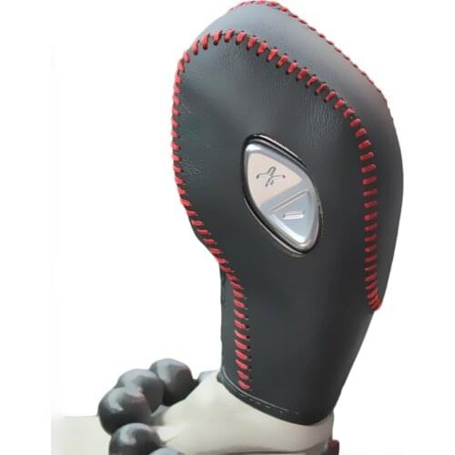 Black Genuine Leather Car Gear Shift Knob Covers for Ford Focus 2012-2017 KUGA 2013-2015 Ecosport Fiesta Mondeo 2013